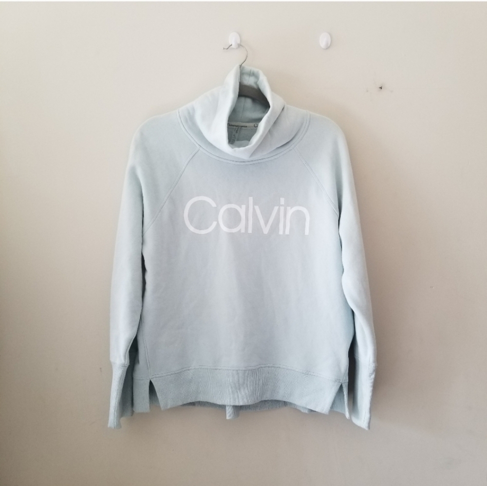 3X$25 Calvin Klein Performance Pullover Sweater Size Medium Aqua Light Blue